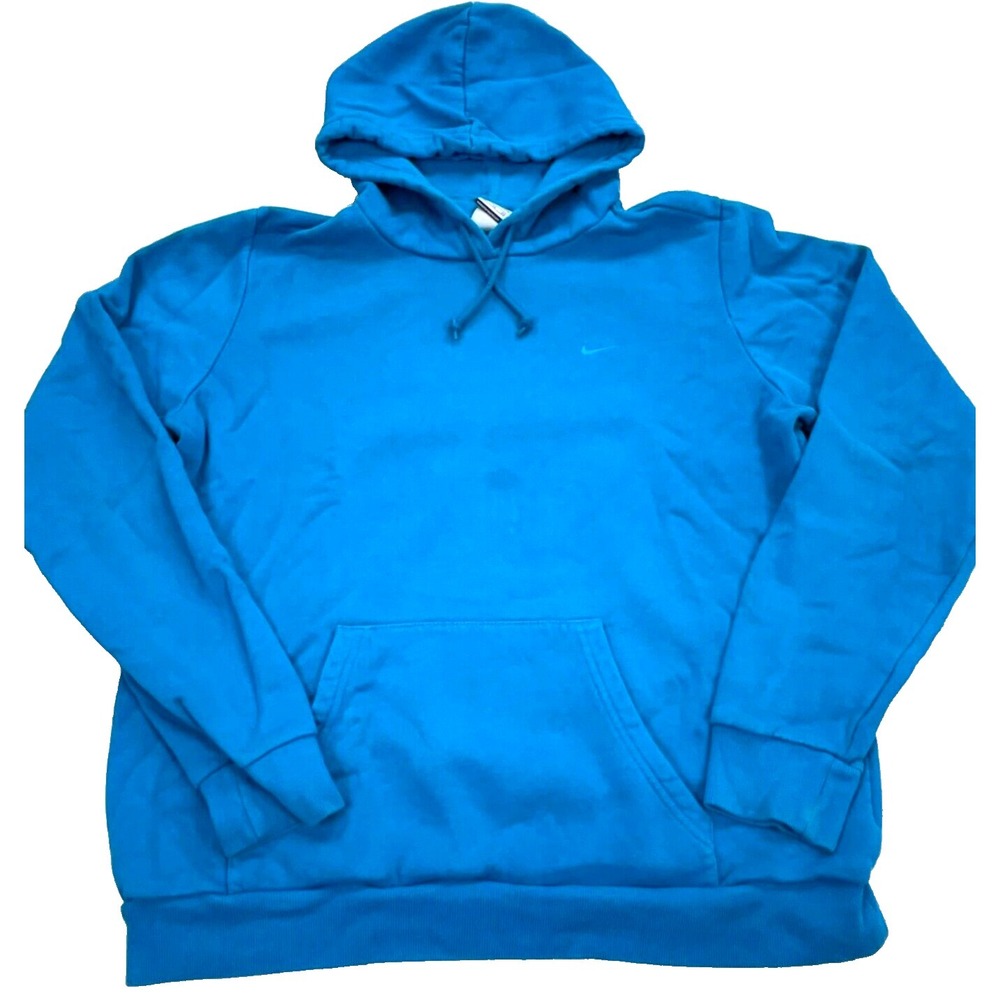 Nike Hoodie Women XL Blue Sweatshirt Sweater Mini Swoosh Plain Retro Ladies *‎